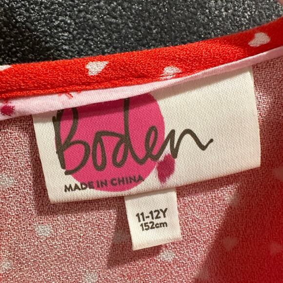 Boden Dress Red Pink Heart Drop Waist 100% Viscose Size 11-12Y 152cm - Picture 4 of 5